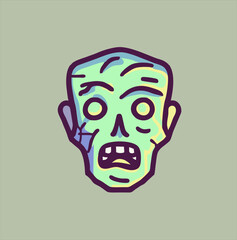 vector illustration design, hand drawn, zombie head, cartoon zombie head icon