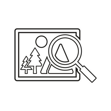 Image, search, magnify, view, zoom outline icon. Line art vector.