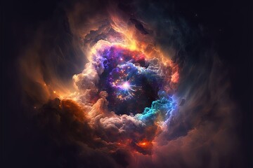 Multicolor Nebula. Realism, colorful, space. Illustration. AI