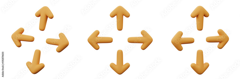 Poster 3d illustration 4 arrow direction icon for creative user interface web design symbol