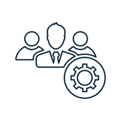 Management, leader, team outline icon. Line art vector.