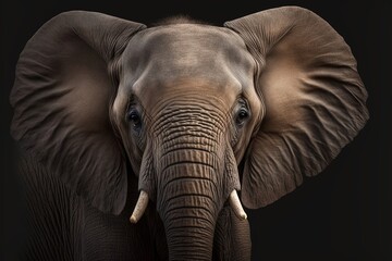 Fototapeta na wymiar Elephant. Realism, grey, wild animal. Illustration. AI
