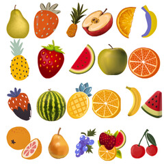 Fototapeta na wymiar set of fruits