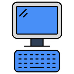 A flat design icon of computer 
