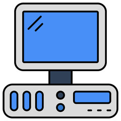 A flat design icon of computer 