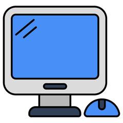 A flat design icon of computer 