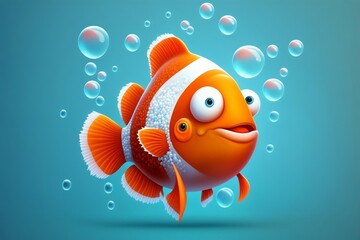 Cartoon 3d fish, 3D cute fish avatar, Generative Ai