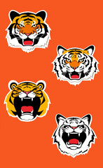 Tiger face vector set sticker 