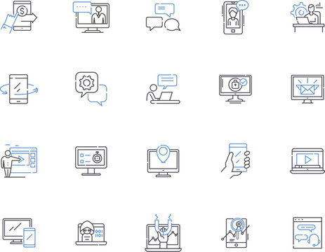 User outline icons collection. User, Profiles, Audience, Customers, Consumers, Visitors, Clients vector and illustration concept set. Individuals, Buyers, Subscribers linear signs