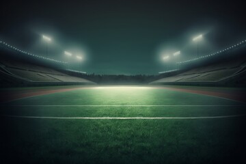 American football with majestic lights Stadium, Generative Ai
