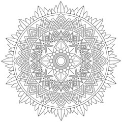 Leaf Flower Petal Coloring Mandala Art Simple Graphic Shape Vector Floral Oriental Outline Vintage Decorative Elements Pattern Illustration Islam Arabic Indian Turkish Mystic Religion Morals Lotus