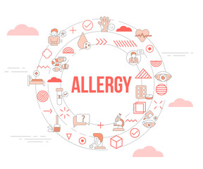 allergy concept with icon set template banner and circle round shape