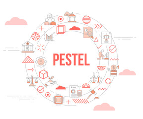 pestel concept with icon set template banner and circle round shape