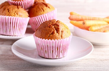 Homemade sweet carrot muffins