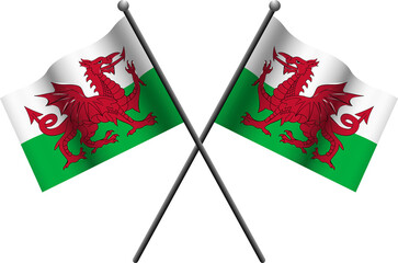 3D wales crossed flag