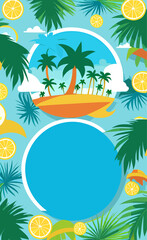 Fototapeta na wymiar Summer palm tree illustration holidays vacations vector copy space 
