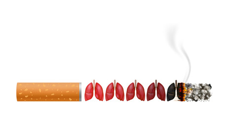 Dangers of smoking. Smoking effect on human lung. Stop smoking, World No Tobacco Day. Icon 3D file PNG