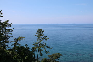 野津半島の風景、輪島・白米千枚田から見た日本海。