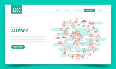 Fototapeta na wymiar allergy concept with circle icon for website template or landing page homepage