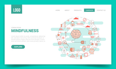 mindfulness concept with circle icon for website template or landing page homepage