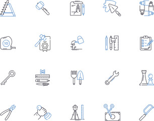 Engineering technologies outline icons collection. Technologies, Engineering, Mechanical, Civil, Electrical, Chemical, Electronics vector and illustration concept set. Structural, Robotics, Aerospace