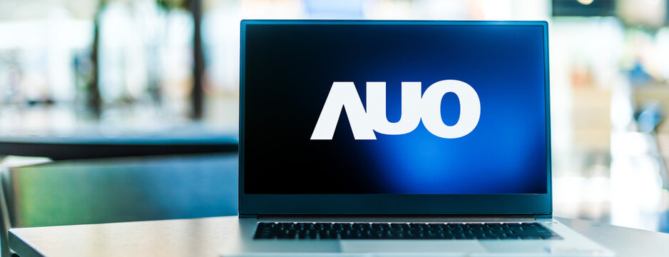 Laptop computer displaying logo of AUO Corporation