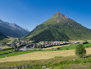 Fototapeta na wymiar View of Galtür village in summer, Paznaun Valley, Tyrol, Austria