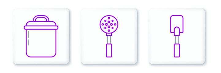 Set line Spatula, Cooking pot and icon. Vector