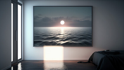 Dawn Breaks on the Ocean A Serene Sunrise Scene. Generative AI