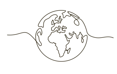  Globe. Earth globe one line drawing of world map minimalist vector illustration isolated on white background. Continuous line drawing. © EVGENIY