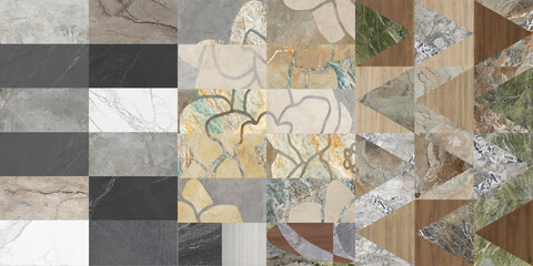 Background of a mosaic made of cement, marbles and decors for digital use