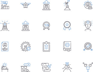 Awards outline icons collection. Awards, accolades, honors, prizes, recognitions, accolades, laurels vector and illustration concept set. rewards, distinctions, tributes linear signs