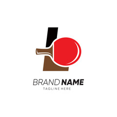 Letter L Initial Table Tennis or Ping Pong Racket Logo Design Vector Icon Graphic Emblem Illustration