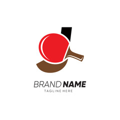 Letter J Initial Table Tennis or Ping Pong Racket Logo Design Vector Icon Graphic Emblem Illustration