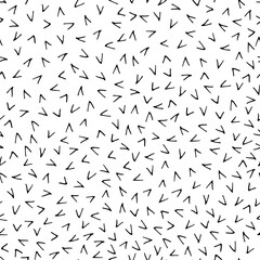 Hand drawn marker and ink seamless patterns- illustration. Sloppy Doodle dash tick monochrome.