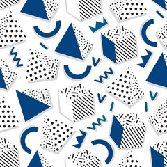 Background with geometric shapes, the design of the 80s -  illustration. In retro memphis group style seamless - 592891476