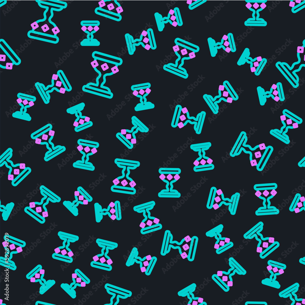 Poster line medieval goblet icon isolated seamless pattern on black background. vector