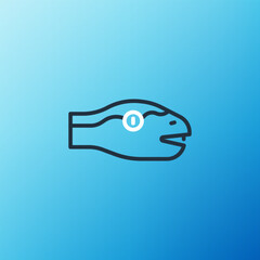 Line Snake icon isolated on blue background. Colorful outline concept. Vector