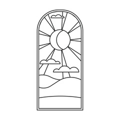 Glass vector outline icon. Vector illustration glass window on white background. Isolated outline illustration icon of window church.