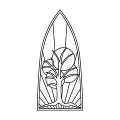Glass vector outline icon. Vector illustration glass window on white background. Isolated outline illustration icon of window church.