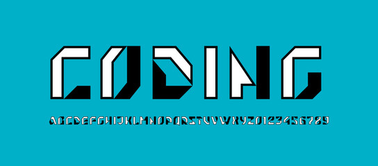 Abstract techno alphabet bright font made robotic technology style, for your future space design logo or brand name or game