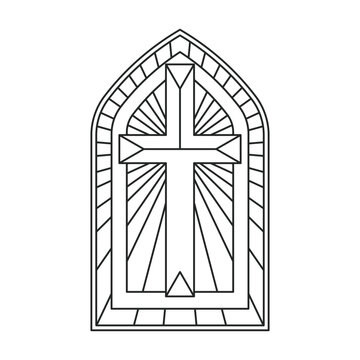 recommend clip art: Glass vector outline icon. Vector illustration glass window on white background. Isolated outline illustration icon of window church.