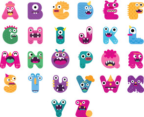 Cute Monster a Letter Alphabet, Vector illustrator
