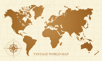 Fototapeta na wymiar Vintage world map. Old map of the world on background. Vintage style
