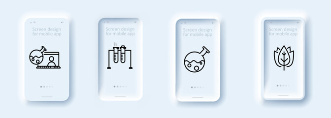 Chemistry icons set. Science, solution, element, flask, reaction, test tube, study, lotus. Chemistry concept.