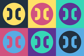 Pop art Pisces zodiac sign icon isolated on color background. Astrological horoscope collection. Vector