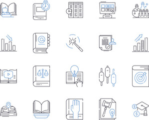 Cognitive science outline icons collection. Cognition, Neuroscience, AI, Intelligence, Psychology, Brain, Perception vector and illustration concept set. Semantics, Knowledge, Memory linear signs