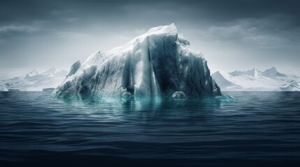 Fototapeta na wymiar Broken piece of iceberg in the ocean. Generative AI