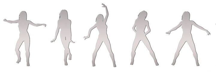 Obraz na płótnie Canvas set of female silhouette isolated on white background, 2d illustration