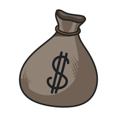Money bag vector icon.Color vector icon isolated on white background money bag.